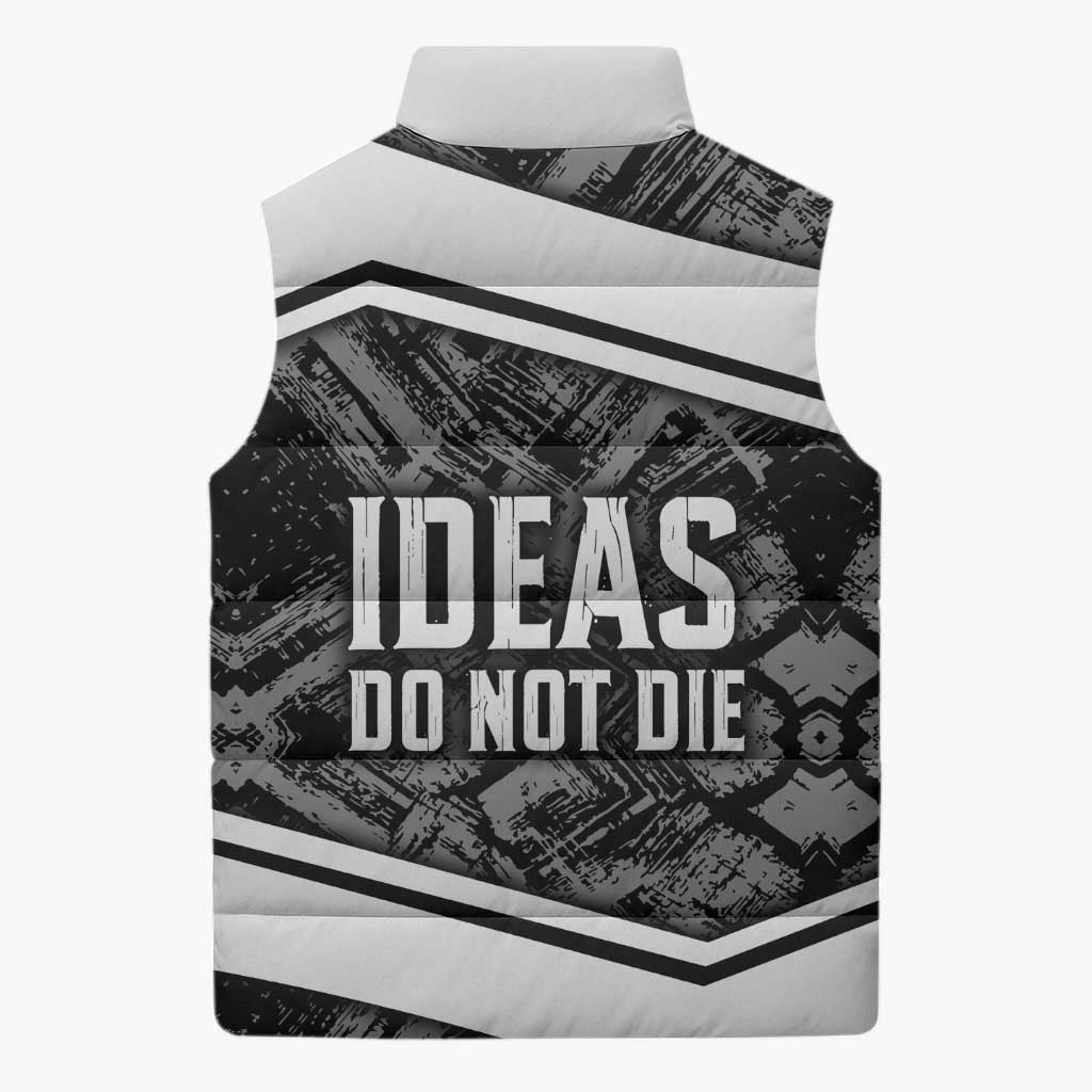 Steve Biko Sleeveless Puffer Jacket with Monochrome Portrait, Ideas Do Not Die Quote - Wonder Print Shop