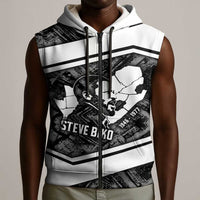 Steve Biko Sleeveless Zip Hoodie with Monochrome Portrait, Ideas Do Not Die Quote - Wonder Print Shop