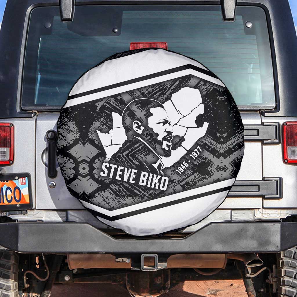 Steve Biko Spare Tire Cover with Monochrome Portrait, Ideas Do Not Die Quote - Wonder Print Shop