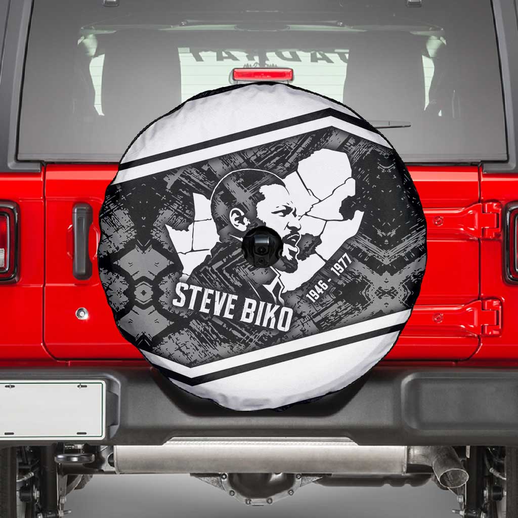 Steve Biko Spare Tire Cover with Monochrome Portrait, Ideas Do Not Die Quote - Wonder Print Shop
