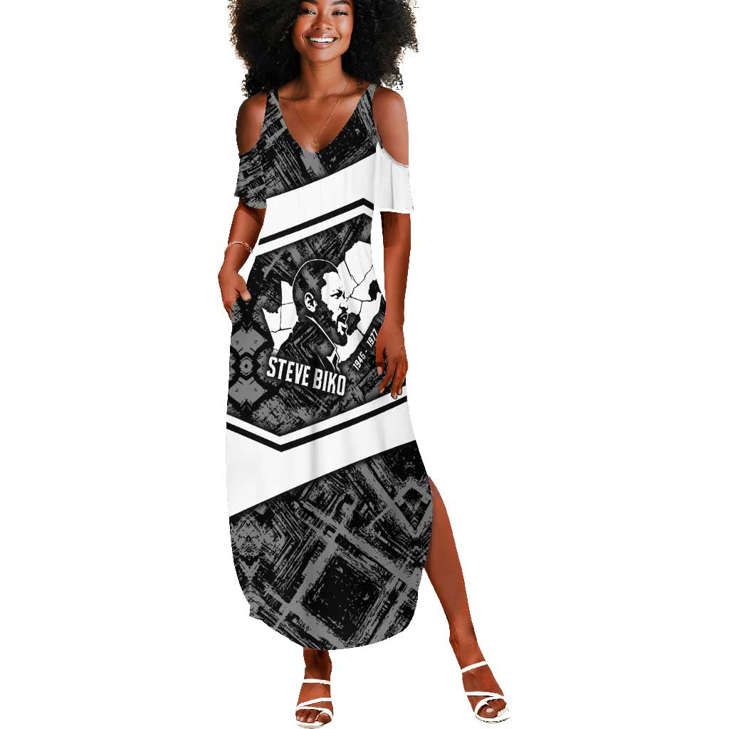 Steve Biko Summer Maxi Dress with Monochrome Portrait, Ideas Do Not Die Quote - Wonder Print Shop