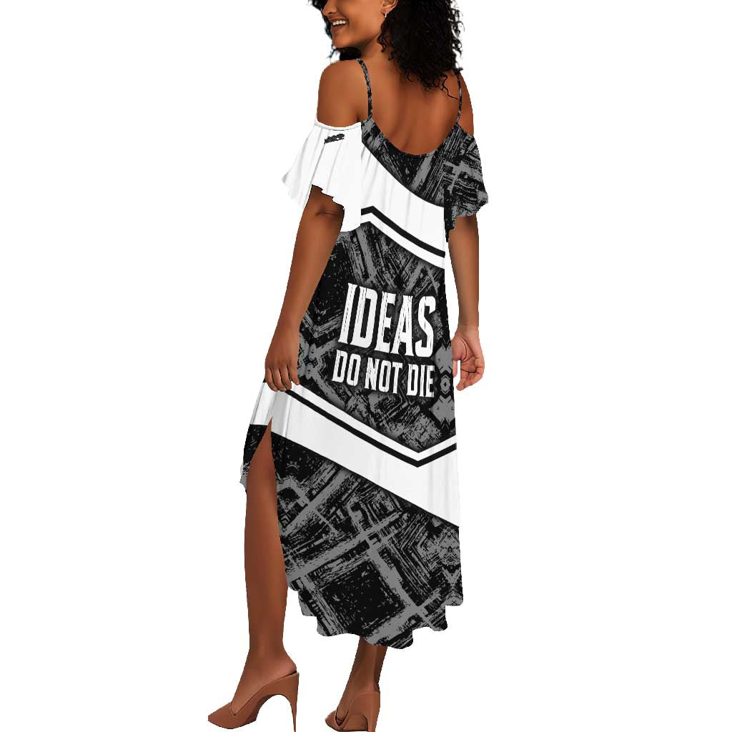 Steve Biko Summer Maxi Dress with Monochrome Portrait, Ideas Do Not Die Quote - Wonder Print Shop