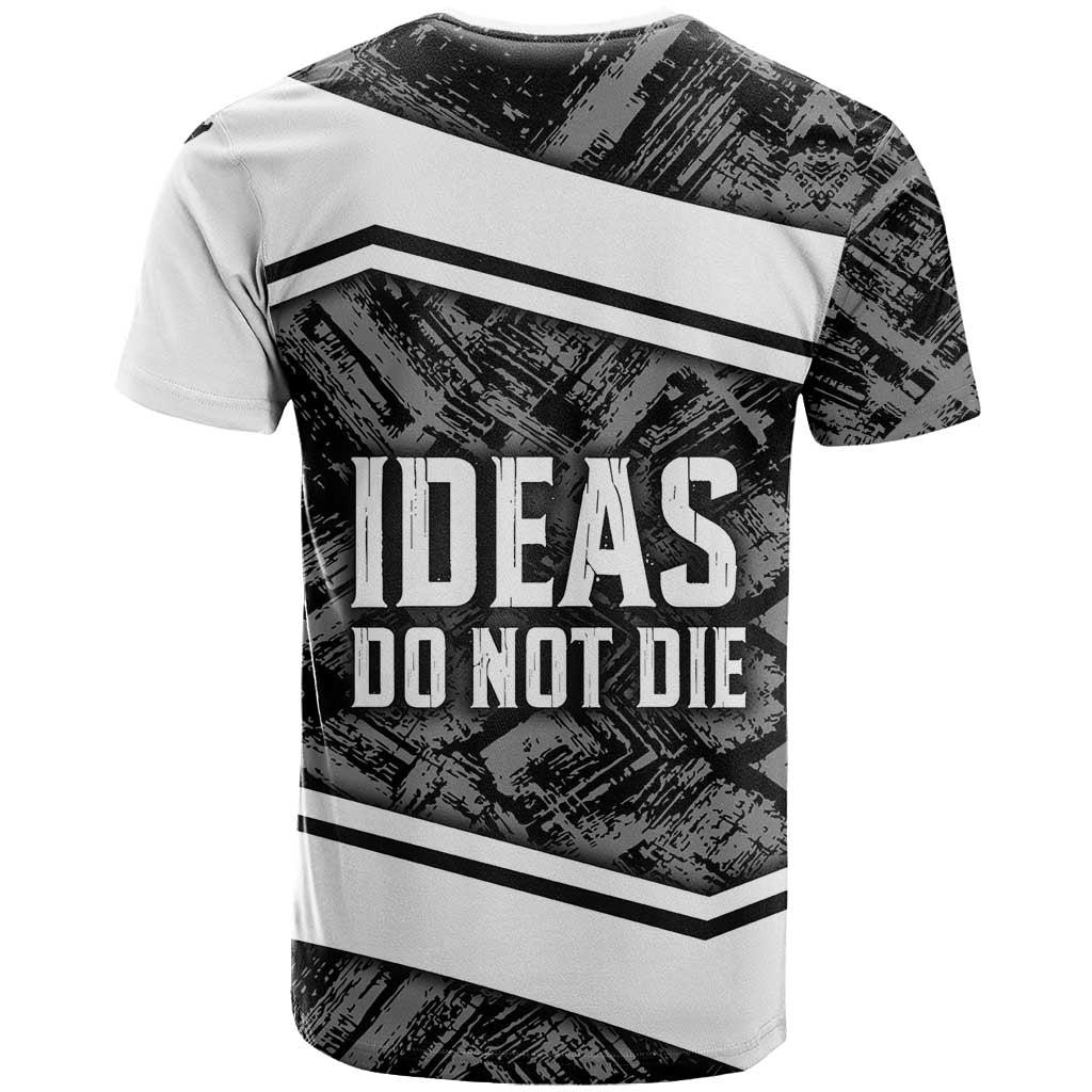 Steve Biko T shirt with Monochrome Portrait, Ideas Do Not Die Quote - Wonder Print Shop