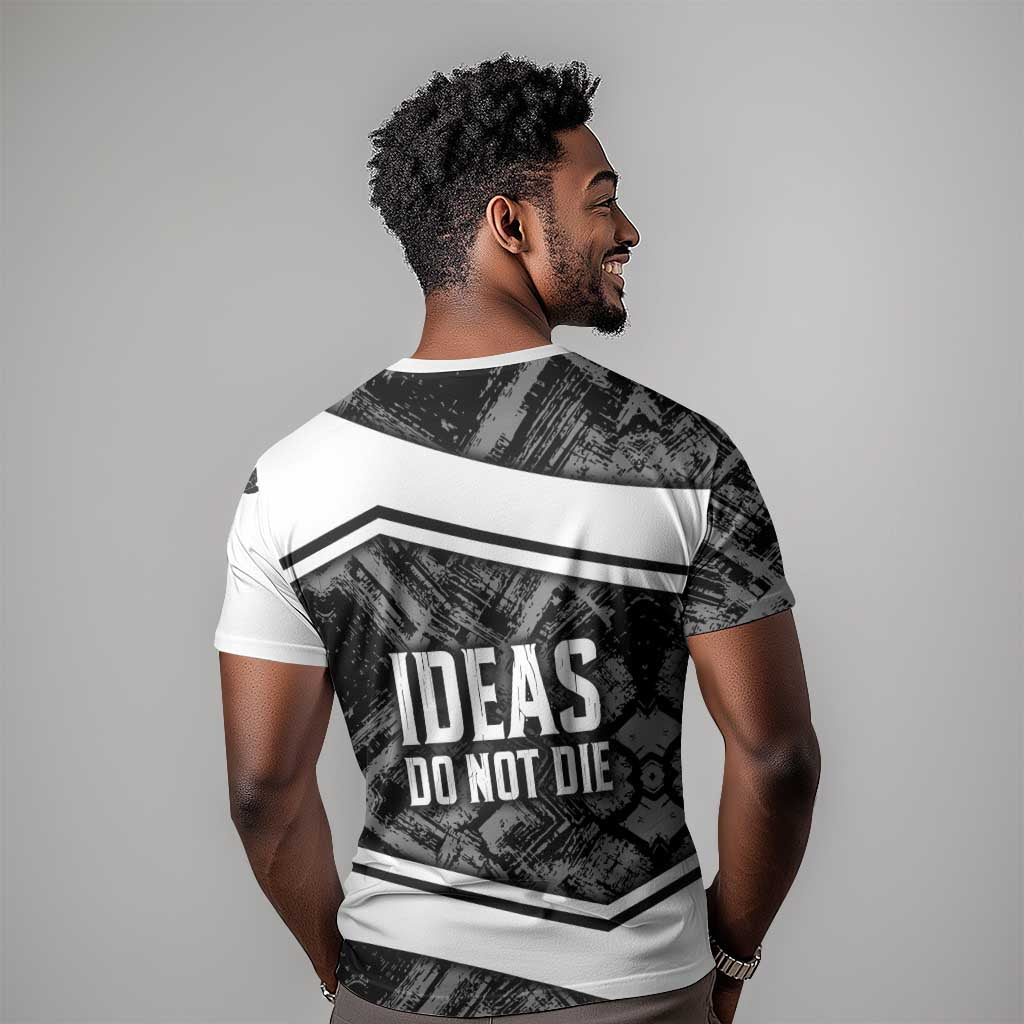 Steve Biko T shirt with Monochrome Portrait, Ideas Do Not Die Quote - Wonder Print Shop