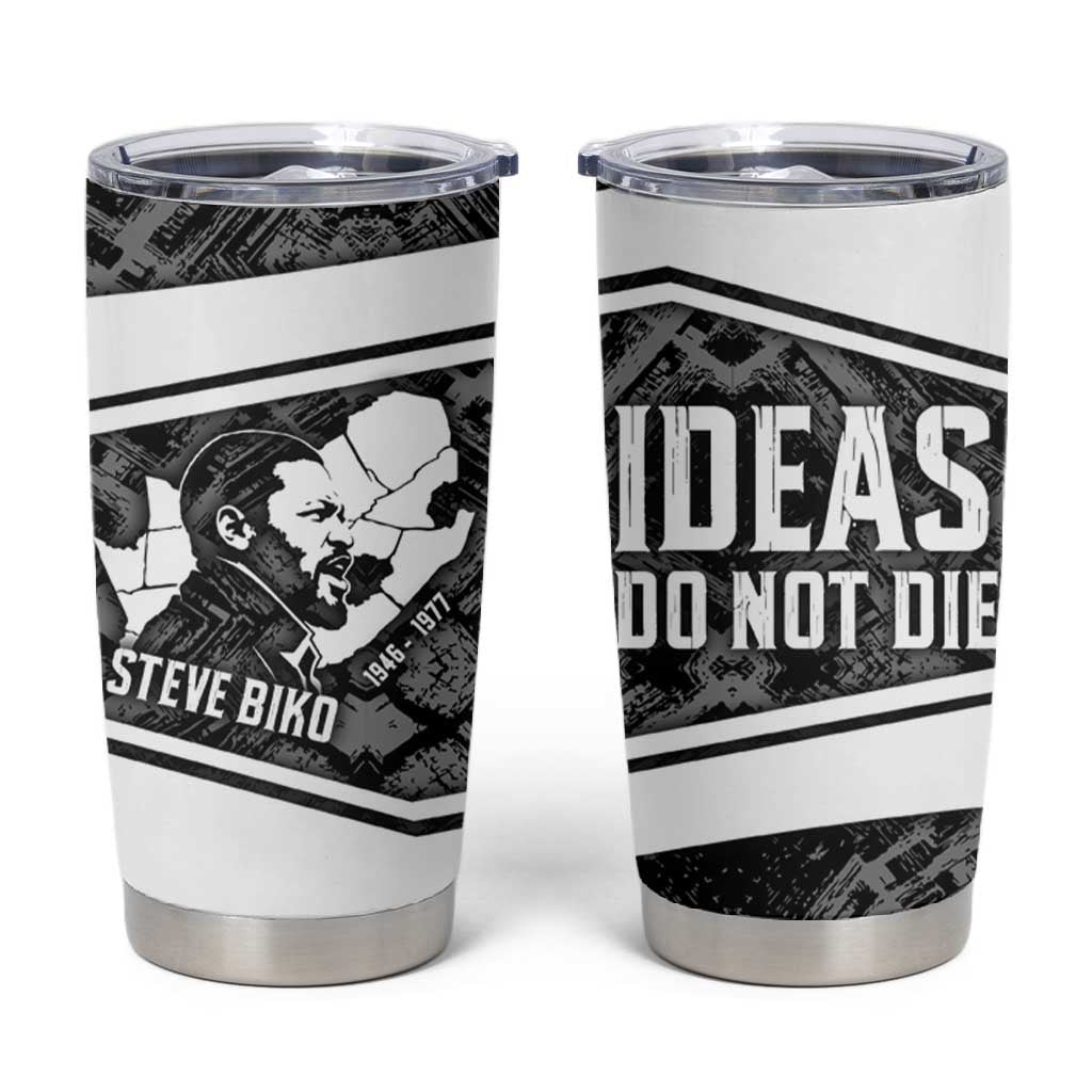 Steve Biko Tumbler Cup with Monochrome Portrait, Ideas Do Not Die Quote - Wonder Print Shop