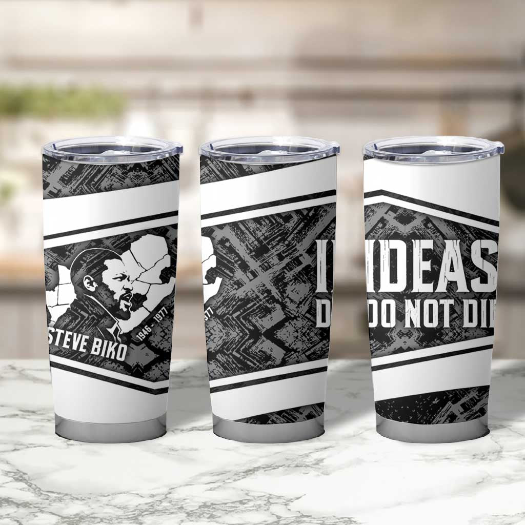 Steve Biko Tumbler Cup with Monochrome Portrait, Ideas Do Not Die Quote - Wonder Print Shop