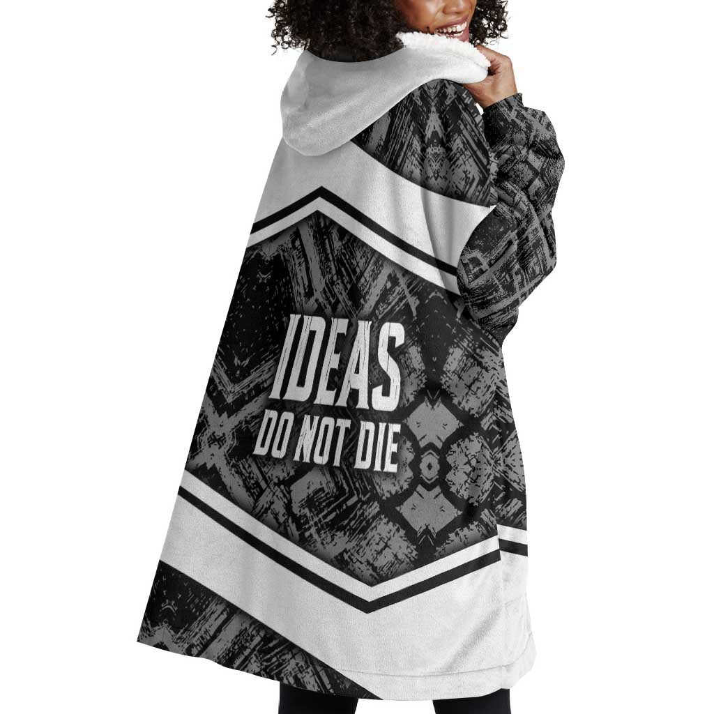 Steve Biko Wearable Blanket Hoodie with Monochrome Portrait, Ideas Do Not Die Quote - Wonder Print Shop