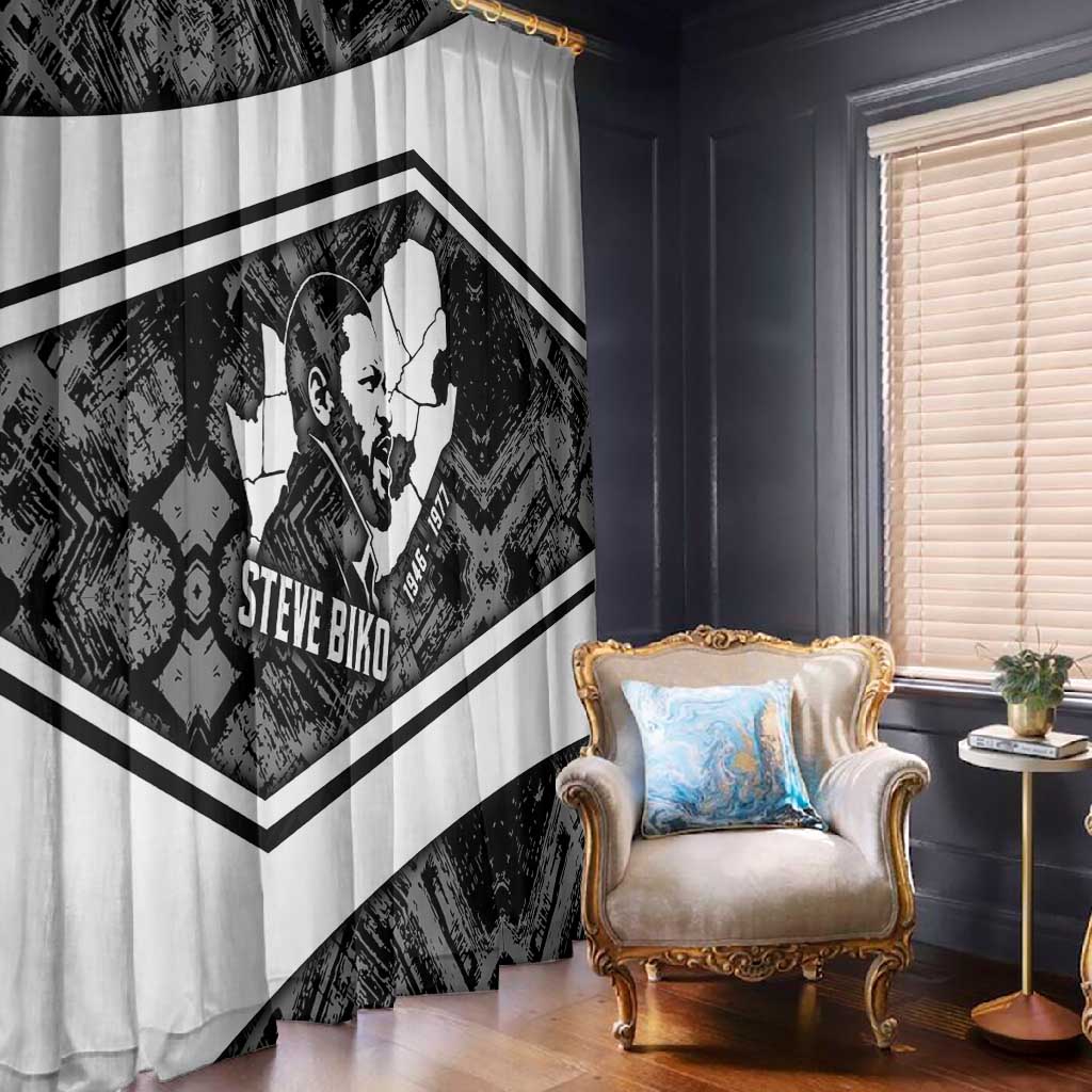 Steve Biko Window Curtain with Monochrome Portrait, Ideas Do Not Die Quote - Wonder Print Shop