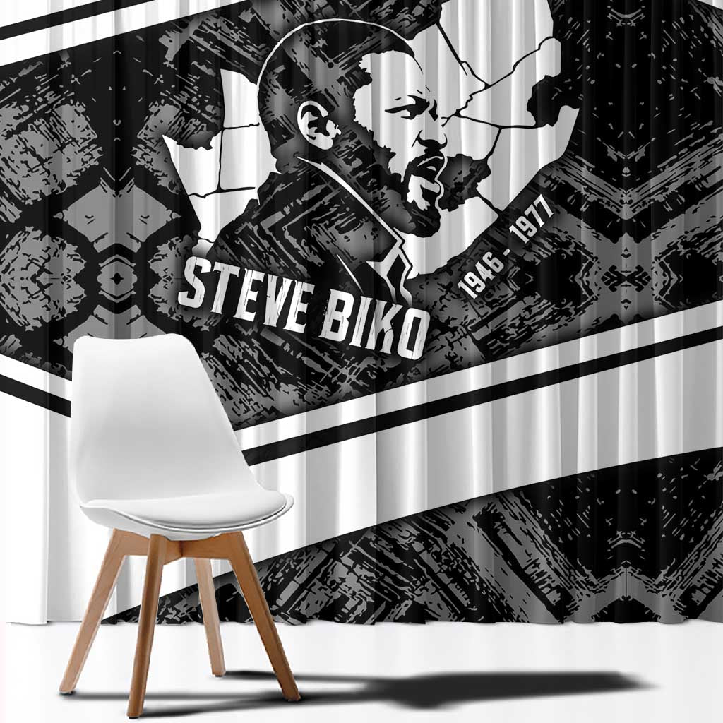 Steve Biko Window Curtain with Monochrome Portrait, Ideas Do Not Die Quote - Wonder Print Shop