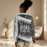 Steve Biko Women Casual Shirt with Monochrome Portrait, Ideas Do Not Die Quote - Wonder Print Shop