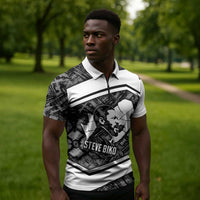 Steve Biko Zipper Polo Shirt with Monochrome Portrait, Ideas Do Not Die Quote - Wonder Print Shop
