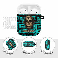 Chinua Achebe AirPods Case with Tribal Mask Design, Things Fall Apart Quote and Teal Abstract - Wonder Print Shop