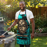 Chinua Achebe Apron with Tribal Mask Design, Things Fall Apart Quote and Teal Abstract - Wonder Print Shop