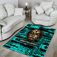 Chinua Achebe Area Rug with Tribal Mask Design, Things Fall Apart Quote and Teal Abstract - Wonder Print Shop