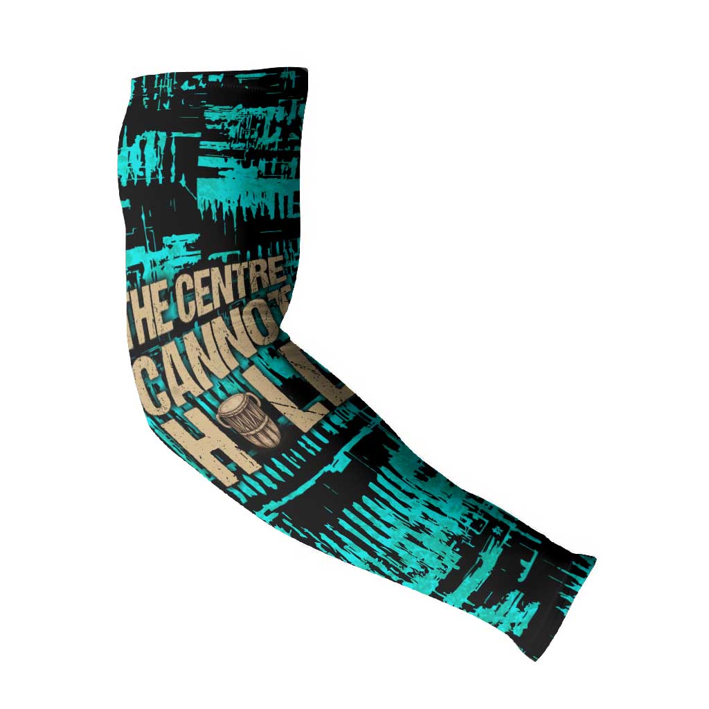 Chinua Achebe Arm Sleeves with Tribal Mask Design, Things Fall Apart Quote and Teal Abstract - Wonder Print Shop