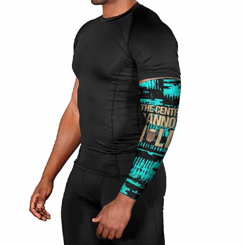 Chinua Achebe Arm Sleeves with Tribal Mask Design, Things Fall Apart Quote and Teal Abstract - Wonder Print Shop