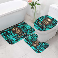 Chinua Achebe Bathroom Set with Tribal Mask Design, Things Fall Apart Quote and Teal Abstract - Wonder Print Shop