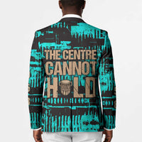 Chinua Achebe Blazer with Tribal Mask Design, Things Fall Apart Quote and Teal Abstract - Wonder Print Shop