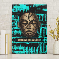Chinua Achebe Canvas Wall Art with Tribal Mask Design, Things Fall Apart Quote and Teal Abstract - Wonder Print Shop
