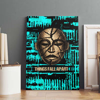 Chinua Achebe Canvas Wall Art with Tribal Mask Design, Things Fall Apart Quote and Teal Abstract - Wonder Print Shop