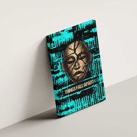 Chinua Achebe Canvas Wall Art with Tribal Mask Design, Things Fall Apart Quote and Teal Abstract - Wonder Print Shop