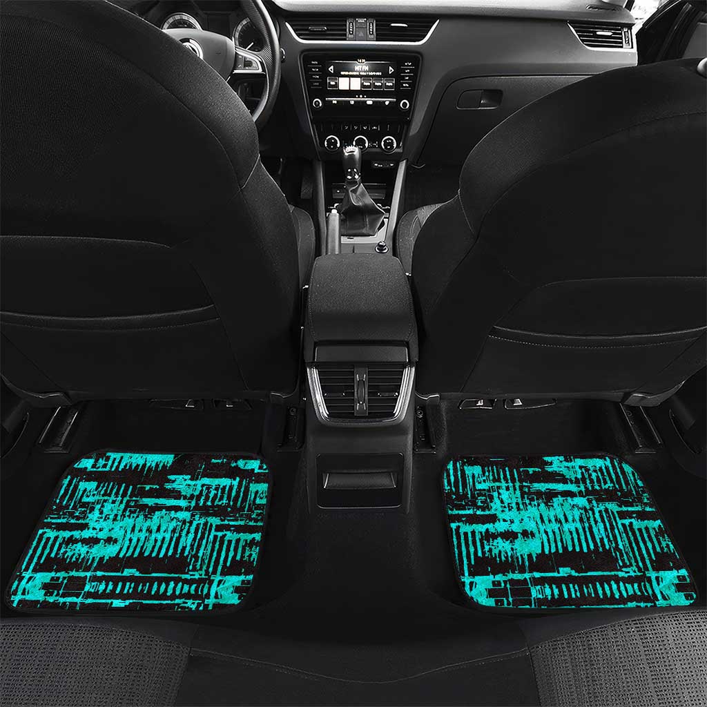 Chinua Achebe Car Mats with Tribal Mask Design, Things Fall Apart Quote and Teal Abstract - Wonder Print Shop