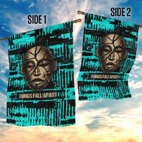 Chinua Achebe Garden Flag with Tribal Mask Design, Things Fall Apart Quote and Teal Abstract - Wonder Print Shop