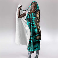 Chinua Achebe Hooded Blanket with Tribal Mask Design, Things Fall Apart Quote and Teal Abstract - Wonder Print Shop