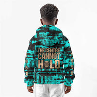 Chinua Achebe Kid Hoodie with Tribal Mask Design, Things Fall Apart Quote and Teal Abstract - Wonder Print Shop