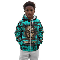 Chinua Achebe Kid Hoodie with Tribal Mask Design, Things Fall Apart Quote and Teal Abstract - Wonder Print Shop