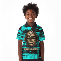 Chinua Achebe Kid Polo Shirt with Tribal Mask Design, Things Fall Apart Quote and Teal Abstract - Wonder Print Shop
