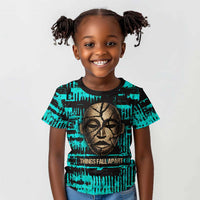 Chinua Achebe Kid T shirt with Tribal Mask Design, Things Fall Apart Quote and Teal Abstract - Wonder Print Shop