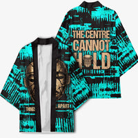 Chinua Achebe Kimono with Tribal Mask Design, Things Fall Apart Quote and Teal Abstract - Wonder Print Shop