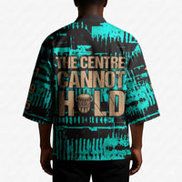 Chinua Achebe Kimono with Tribal Mask Design, Things Fall Apart Quote and Teal Abstract - Wonder Print Shop
