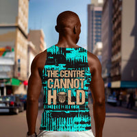 Chinua Achebe Men Tank Top with Tribal Mask Design, Things Fall Apart Quote and Teal Abstract - Wonder Print Shop