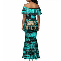 Chinua Achebe Mermaid Dress with Tribal Mask Design, Things Fall Apart Quote and Teal Abstract - Wonder Print Shop