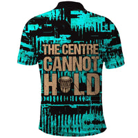 Chinua Achebe Polo Shirt with Tribal Mask Design, Things Fall Apart Quote and Teal Abstract - Wonder Print Shop