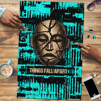 Chinua Achebe Puzzle with Tribal Mask Design, Things Fall Apart Quote and Teal Abstract - Wonder Print Shop