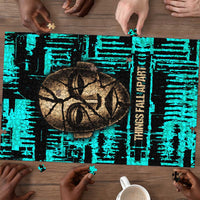 Chinua Achebe Puzzle with Tribal Mask Design, Things Fall Apart Quote and Teal Abstract - Wonder Print Shop