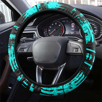 Chinua Achebe Steering Wheel Cover with Tribal Mask Design, Things Fall Apart Quote and Teal Abstract - Wonder Print Shop