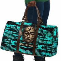 Chinua Achebe Travel Bag with Tribal Mask Design, Things Fall Apart Quote and Teal Abstract - Wonder Print Shop