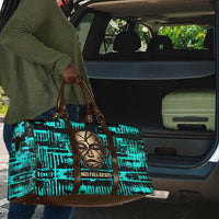 Chinua Achebe Travel Bag with Tribal Mask Design, Things Fall Apart Quote and Teal Abstract - Wonder Print Shop