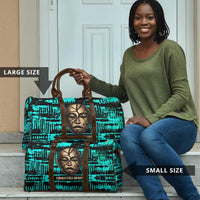 Chinua Achebe Travel Bag with Tribal Mask Design, Things Fall Apart Quote and Teal Abstract - Wonder Print Shop