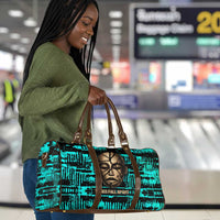 Chinua Achebe Travel Bag with Tribal Mask Design, Things Fall Apart Quote and Teal Abstract - Wonder Print Shop