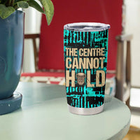 Chinua Achebe Tumbler Cup with Tribal Mask Design, Things Fall Apart Quote and Teal Abstract - Wonder Print Shop