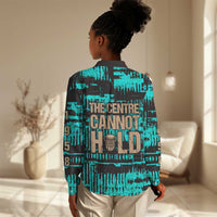 Chinua Achebe Women Casual Shirt with Tribal Mask Design, Things Fall Apart Quote and Teal Abstract - Wonder Print Shop