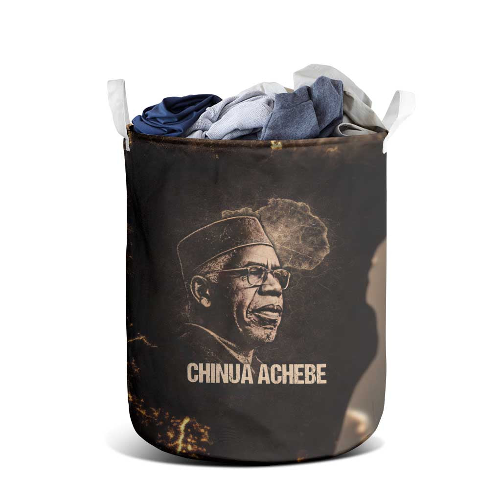 Chinua Achebe Laundry Basket with Sepia Portrait, Lion Historians Quote and Vintage African Map - Wonder Print Shop