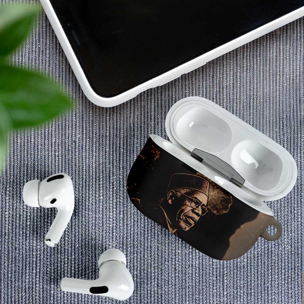 Chinua Achebe AirPods Case with Sepia Portrait, Lion Historians Quote and Vintage African Map - Wonder Print Shop