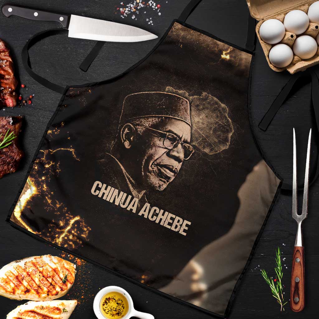 Chinua Achebe Apron with Sepia Portrait, Lion Historians Quote and Vintage African Map - Wonder Print Shop