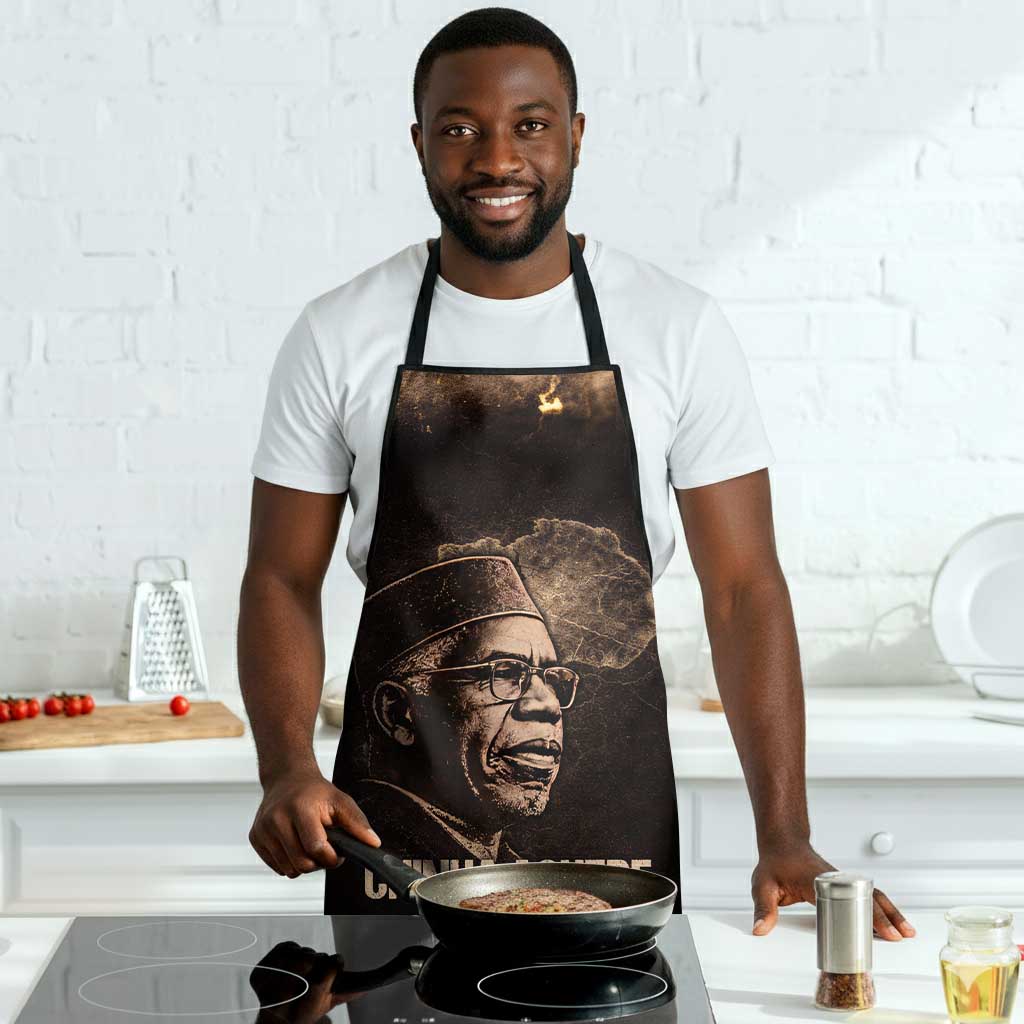 Chinua Achebe Apron with Sepia Portrait, Lion Historians Quote and Vintage African Map - Wonder Print Shop